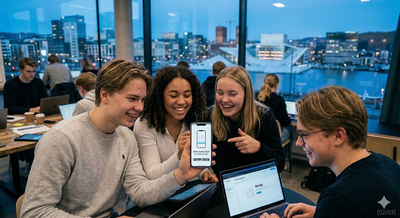 En gruppe ungdommer har klart å skape en app! AI generert bilde